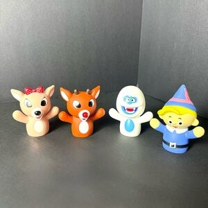 4 Rudolph Island of Misfit Toys Hermey Elf Abominable Snowman Finger Puppets